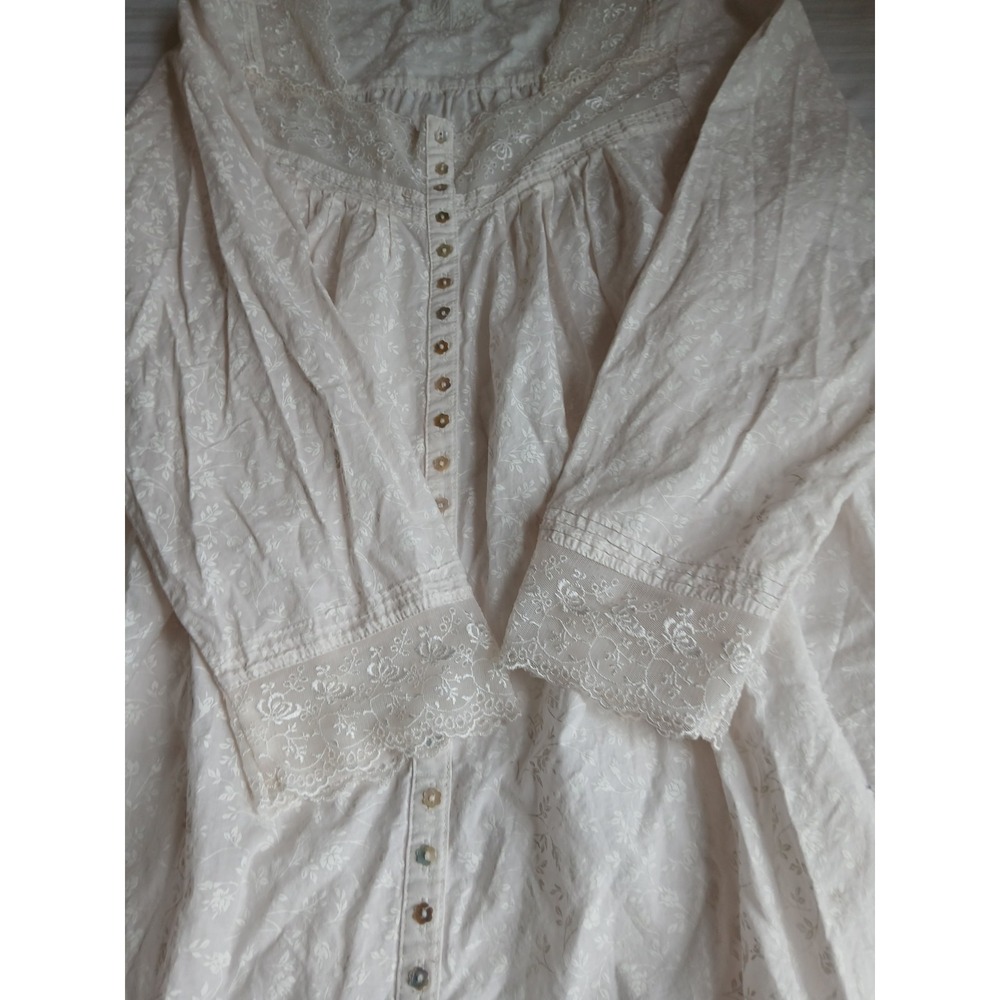 Eileen West Nightgown Medium Floral Lace Cottage Core Pockets Cotton House - Picture 6 of 16